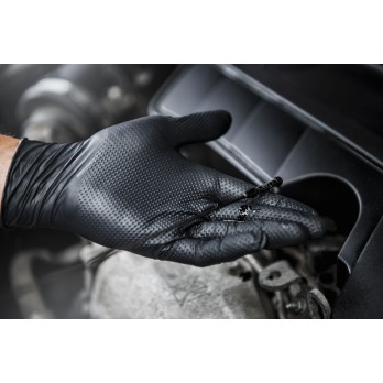 Gant nitrile protection produit chimiques noir Boite de 50 gants